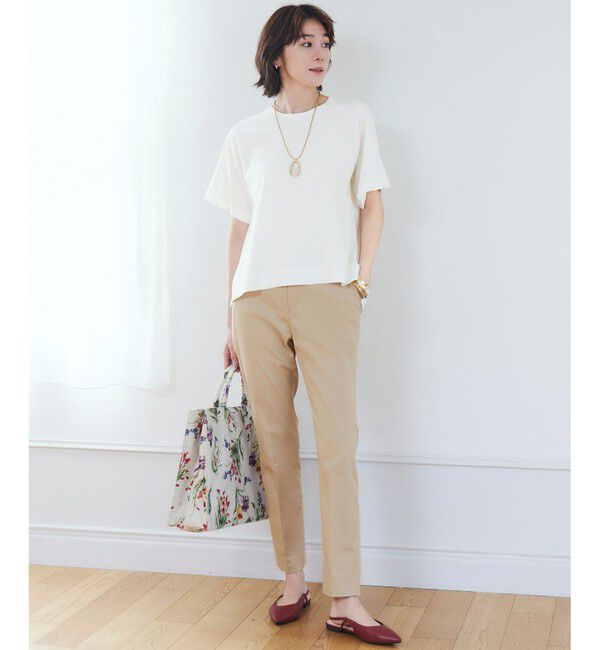 自由区「【接触冷感・UVカット・洗える】クレープストレッチAライン ニット」|ニット・セーター|