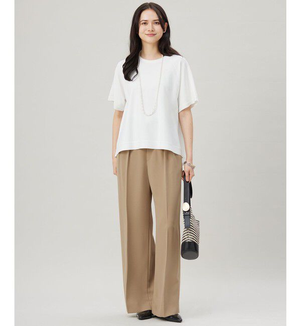 自由区「【接触冷感・UVカット・洗える】クレープストレッチAライン ニット」|ニット・セーター|