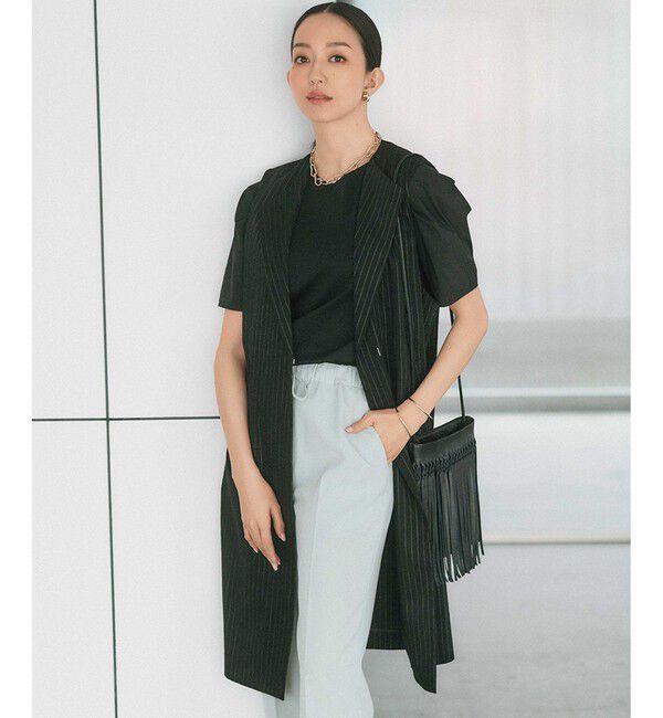 23区「【CLASSY.6月号掲載/洗える】リネンレーヨンストレッチ ジレ」|その他|ﾌﾞﾗｯｸｽ