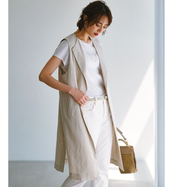 23区「【CLASSY.6月号掲載/洗える】リネンレーヨンストレッチ ジレ」|その他|ﾍﾞｰｼﾞｭ