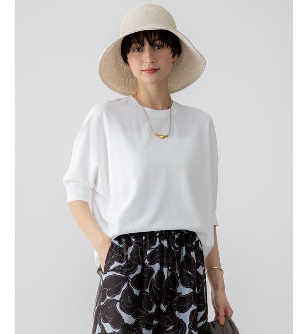 23区「【洗える】レーヨンポリエステルストレッチ ドルマン ニット」|ニット・セーター|ホワイト系