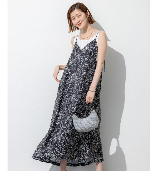 23区「【洗える】アンティークフラワープリント キャミソールワンピース」|ワンピース|ﾌﾞﾗｯｸﾍ