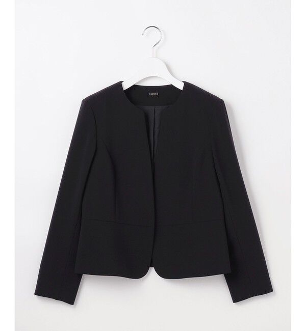 ANY SIS「セレモニーダブルクロス クルーカラー ジャケット」|ノーカラージャケット|