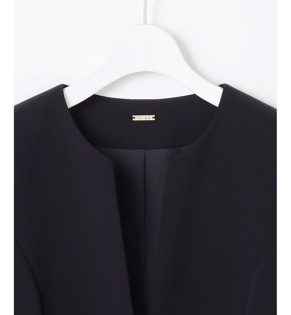 ANY SIS「セレモニーダブルクロス クルーカラー ジャケット」|ノーカラージャケット|