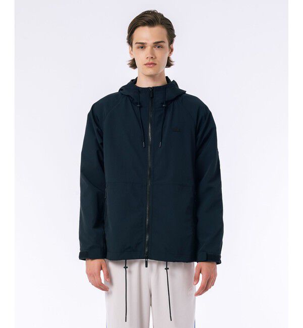 LACOSTE「撥水防風 ドロストコード フーデッド ナイロンブルゾン / マウンテンパーカー」|パーカー|ブラック