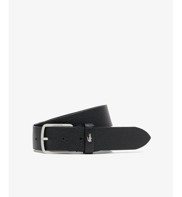 LACOSTE「シュリンクエンボスレザーベルト」|ベルト|ブラック