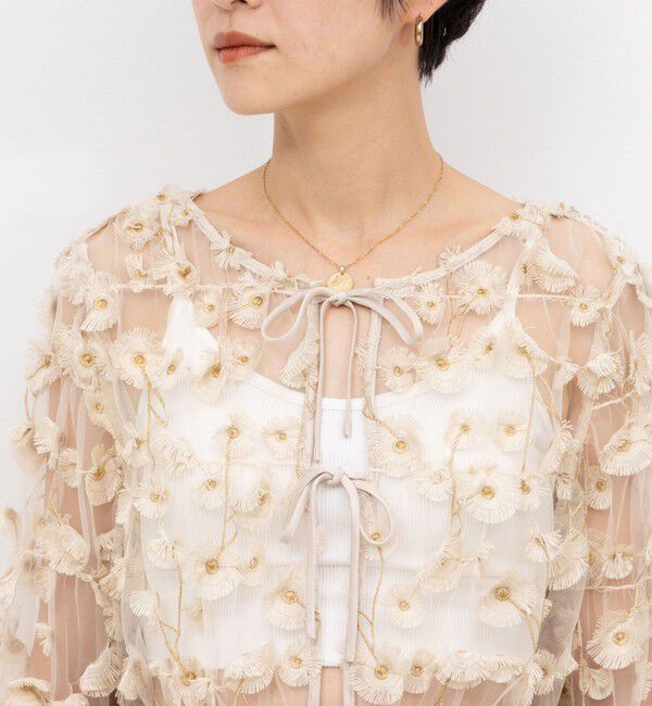 NOLLEY'S「《セットアップ対応》ウォッシャブルチュール刺繍2WAYブラウス」|シャツ・ブラウス|