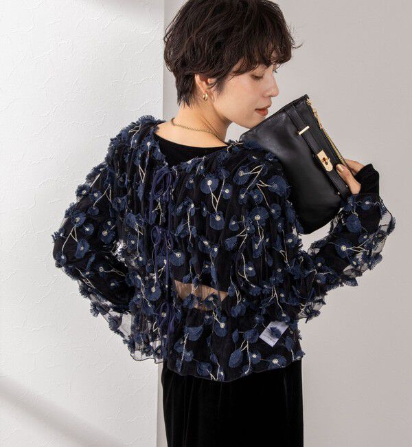 NOLLEY'S「《セットアップ対応》ウォッシャブルチュール刺繍2WAYブラウス」|シャツ・ブラウス|