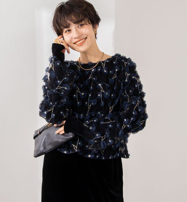 NOLLEY'S「《セットアップ対応》ウォッシャブルチュール刺繍2WAYブラウス」|シャツ・ブラウス|