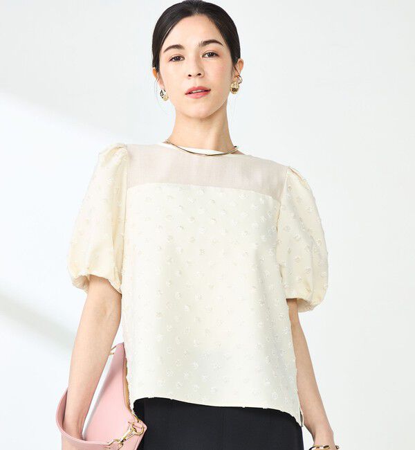 NOLLEY'S sophi「ドットジャガードバルーンスリーブブラウス」|シャツ・ブラウス|