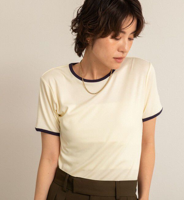 NOLLEY'S「【MAQWEL/マクウェル】リンガーリブ半袖Tシャツ」|Tシャツ・カットソー|クリーム