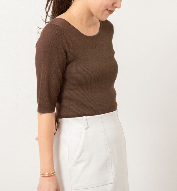 NOLLEY'S「《手洗い可能》ベーシック半袖ニット」|ニット・セーター|ブラウン
