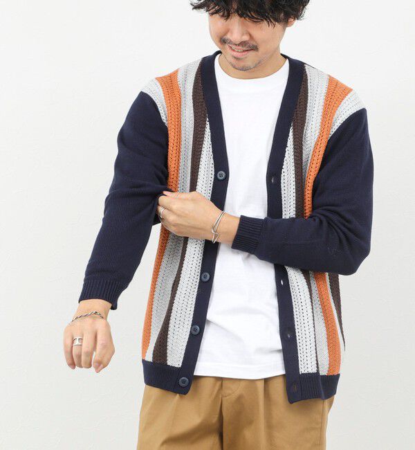 NOLLEY'S goodman「ウォッシャブル 抗菌加工 フロントストライプ 7Gカーディガン 25AW」|ニット・セーター|