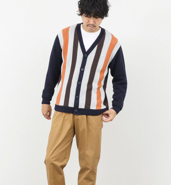 NOLLEY'S goodman「ウォッシャブル 抗菌加工 フロントストライプ 7Gカーディガン 25AW」|ニット・セーター|