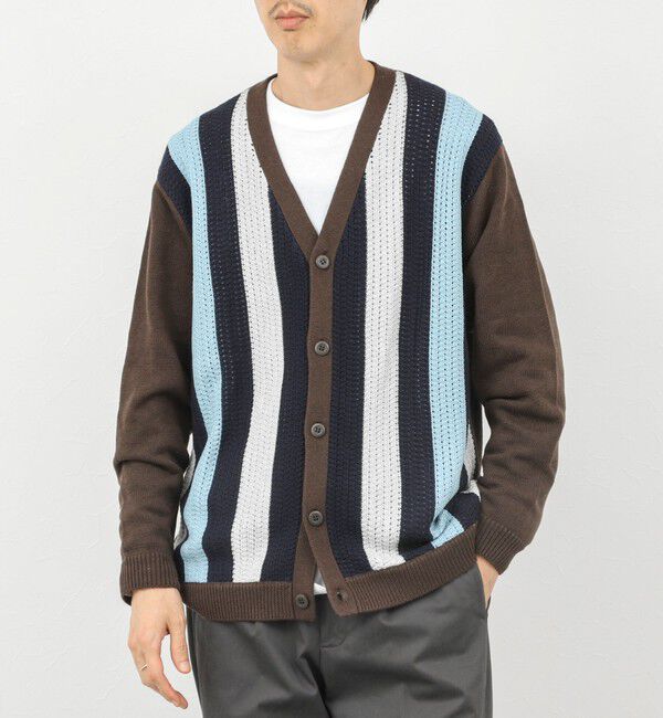 NOLLEY'S goodman「ウォッシャブル 抗菌加工 フロントストライプ 7Gカーディガン 25AW」|ニット・セーター|ブラウン