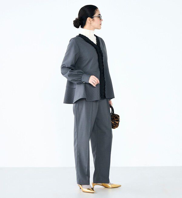 NOLLEY'S「《セットアップ対応》ウォッシャブル衿プリーツペプラムブラウス」|シャツ・ブラウス|