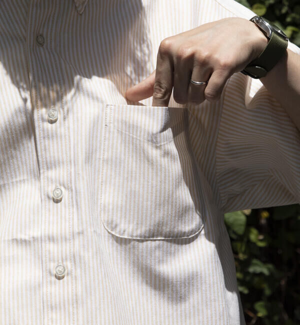 GLOSTER「【GLOSTER/グロスター】オーバーサイズ オックスボタンダウン ストライプシャツ 半袖」|シャツ・ブラウス|