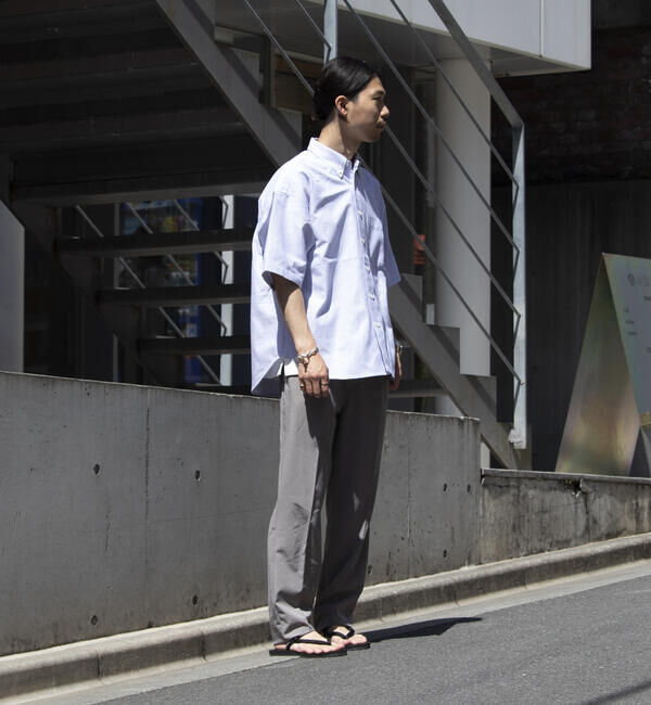 GLOSTER「【GLOSTER/グロスター】オーバーサイズ オックスボタンダウン ストライプシャツ 半袖」|シャツ・ブラウス|