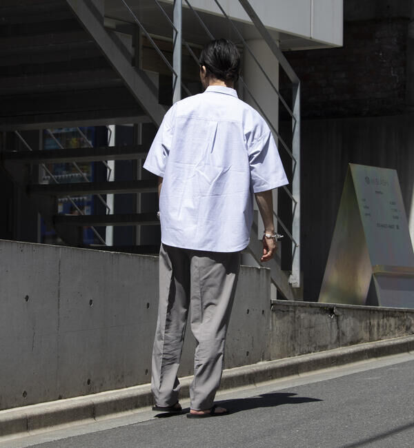 GLOSTER「【GLOSTER/グロスター】オーバーサイズ オックスボタンダウン ストライプシャツ 半袖」|シャツ・ブラウス|