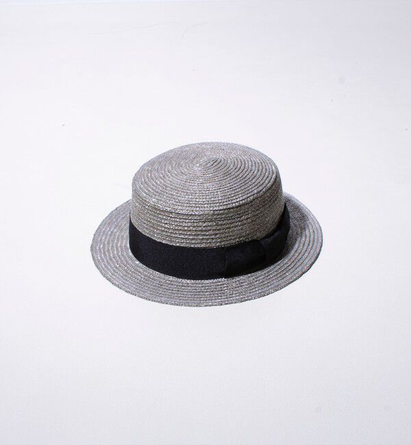 GLOSTER「【GLOSTER/グロスター】STRAW BOATER HAT ストローハット 麦わら カンカン帽」|ハット|チャコールグレー