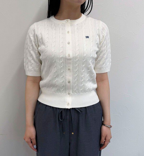 fredy emue「FR刺繍ケーブル柄半袖カーディガン」|カーディガン|