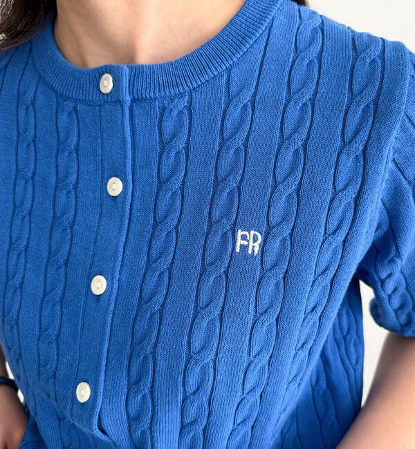 fredy emue「FR刺繍ケーブル柄半袖カーディガン」|カーディガン|