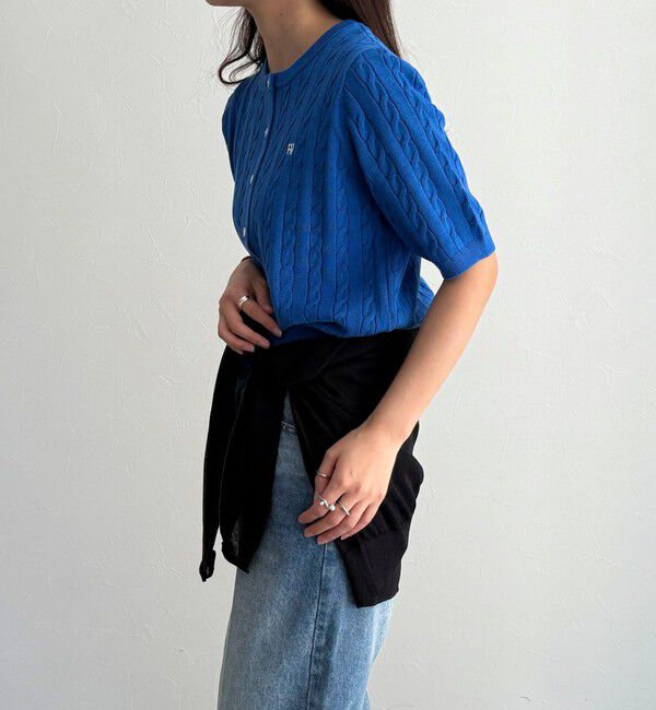 fredy emue「FR刺繍ケーブル柄半袖カーディガン」|カーディガン|