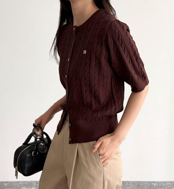 fredy emue「FR刺繍ケーブル柄半袖カーディガン」|カーディガン|