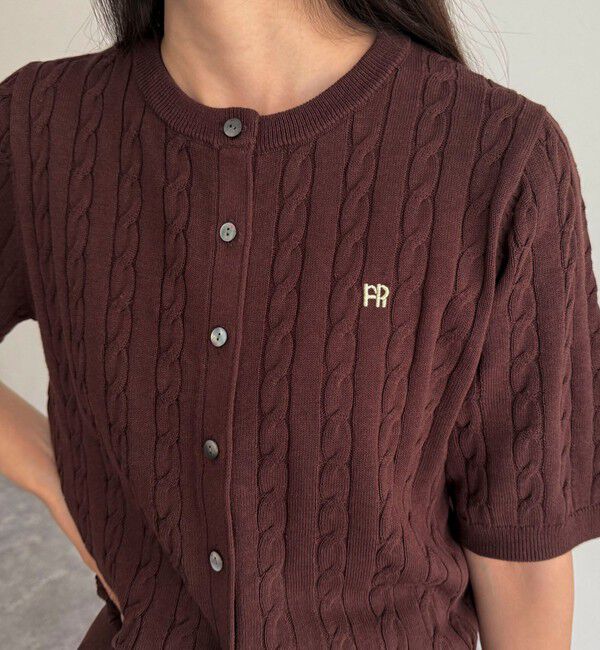 fredy emue「FR刺繍ケーブル柄半袖カーディガン」|カーディガン|