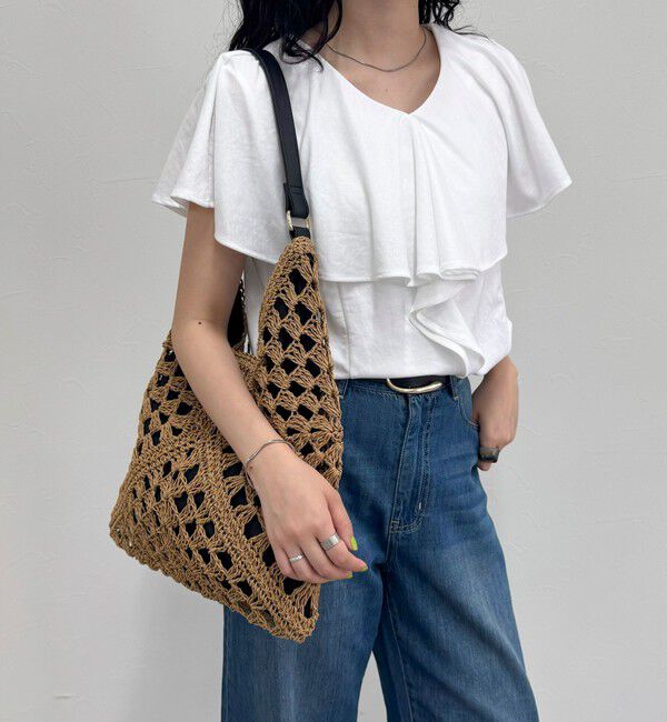fredy emue「ペーパー透かし編みワンショルバッグ」|かごバッグ|