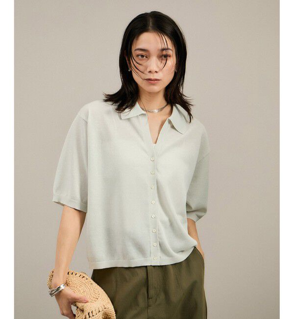 SALON adam et rope'「【WEB限定】ドライタッチスキッパーニットカーディガン［洗える］」|カーディガン|ライトグレー(08)