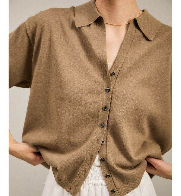 SALON adam et rope'「【WEB限定】ドライタッチスキッパーニットカーディガン［洗える］」|カーディガン|ブラウン系(22)