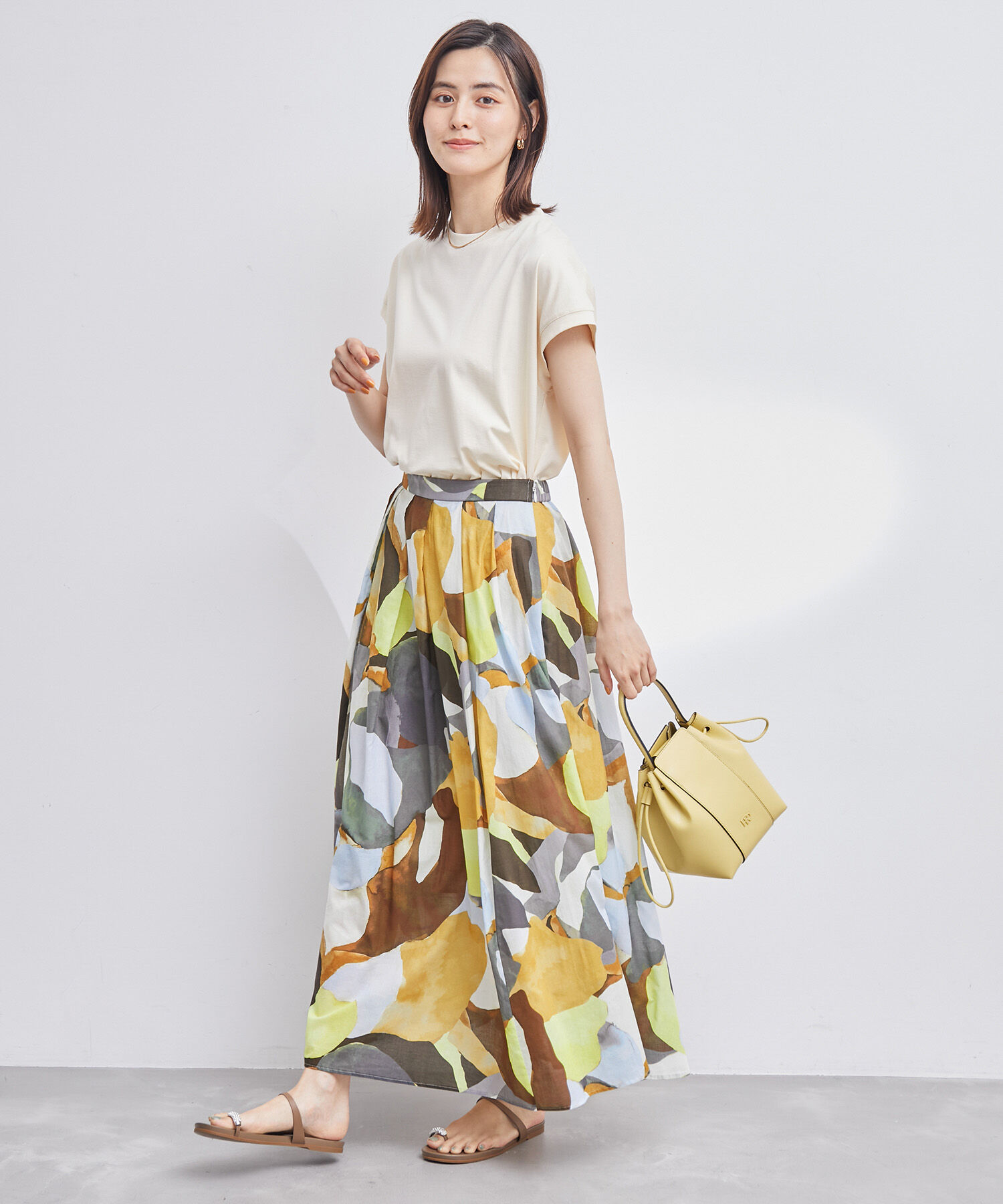 ROPE「プリント&無地タックスカート」|スカート|