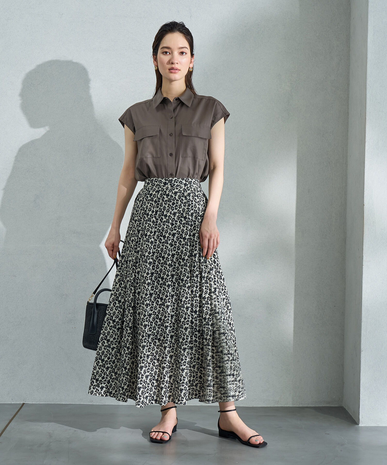 ROPE「プリント&無地タックスカート」|スカート|