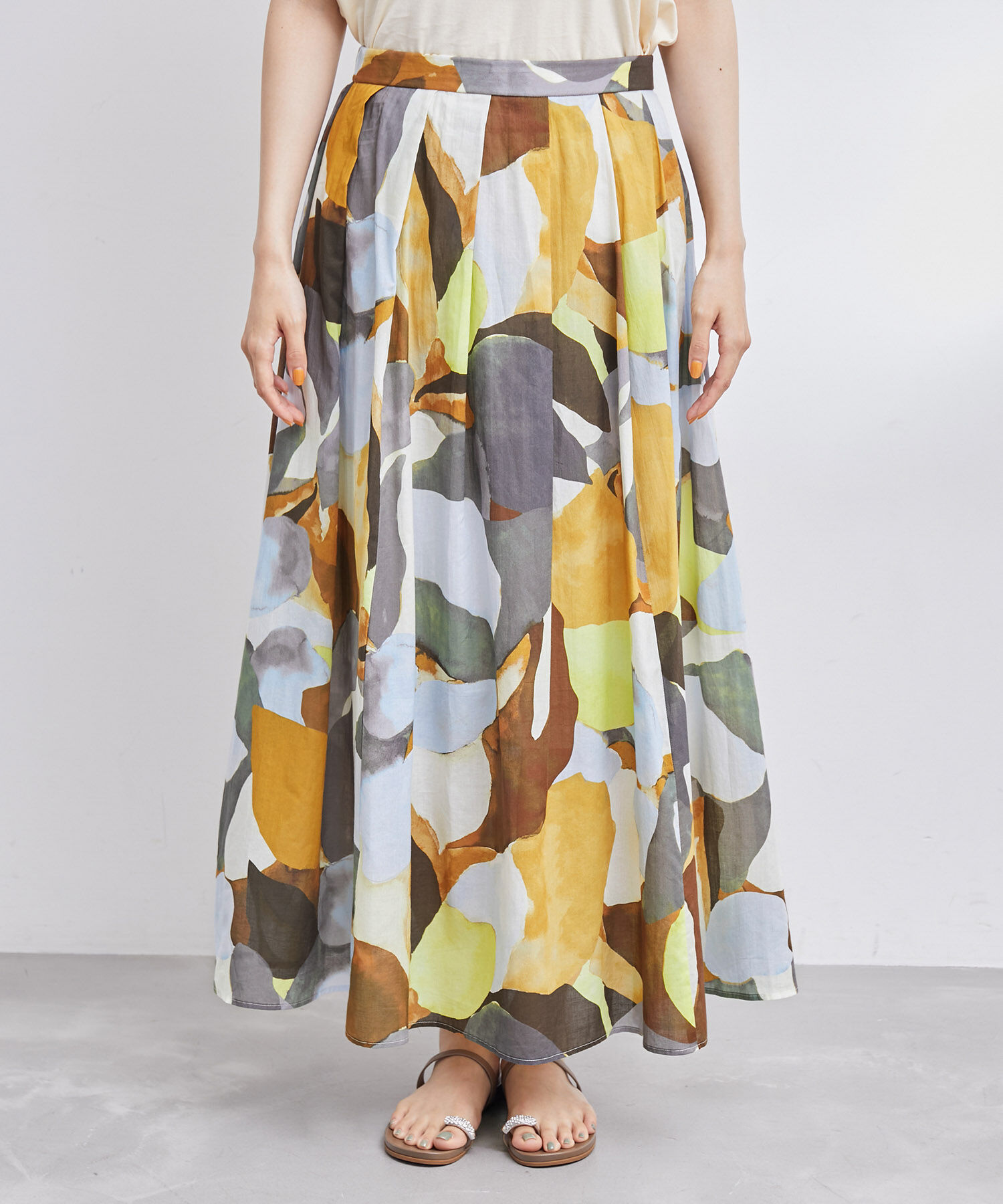 ROPE「プリント&無地タックスカート」|スカート|