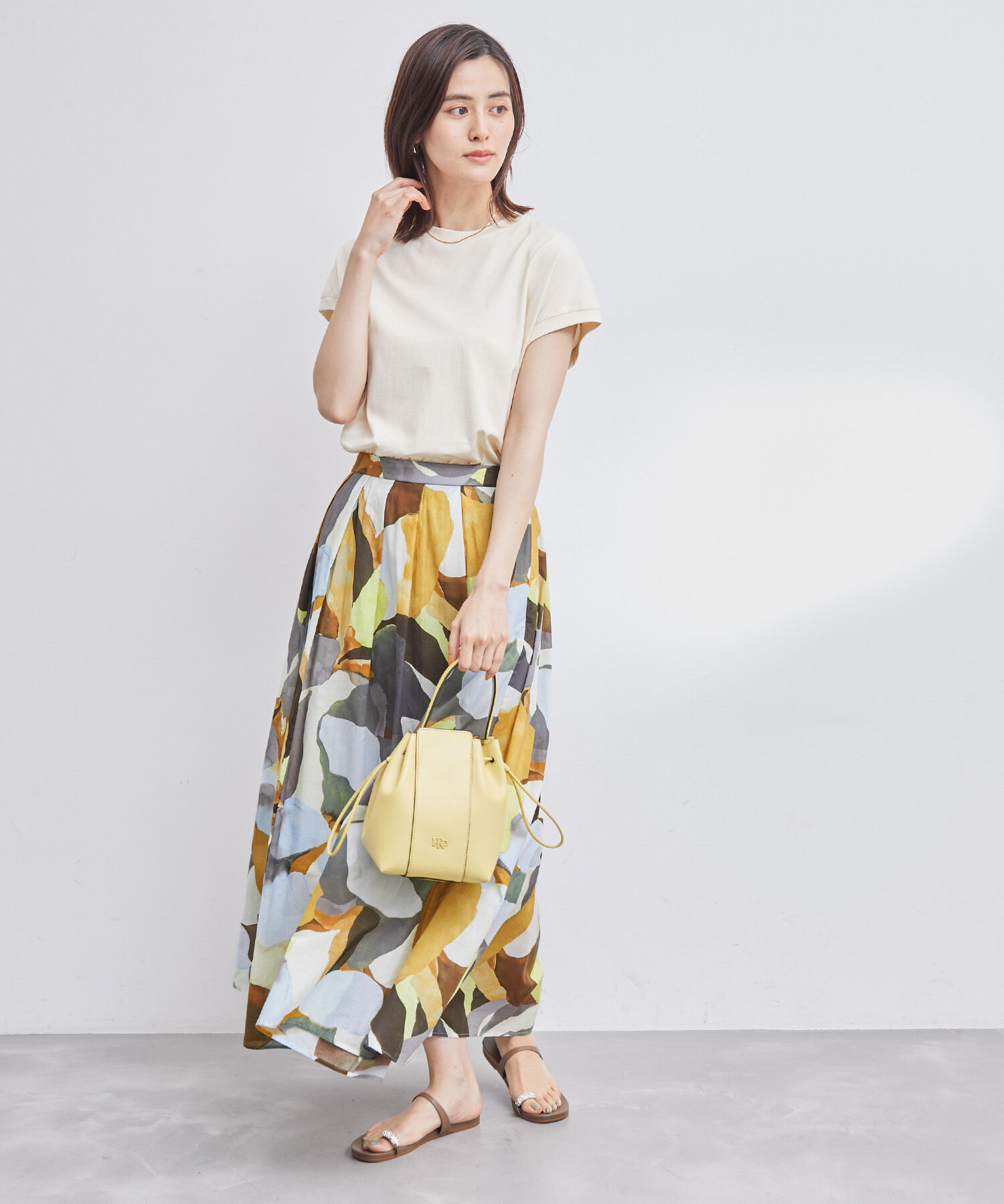 ROPE「プリント&無地タックスカート」|スカート|