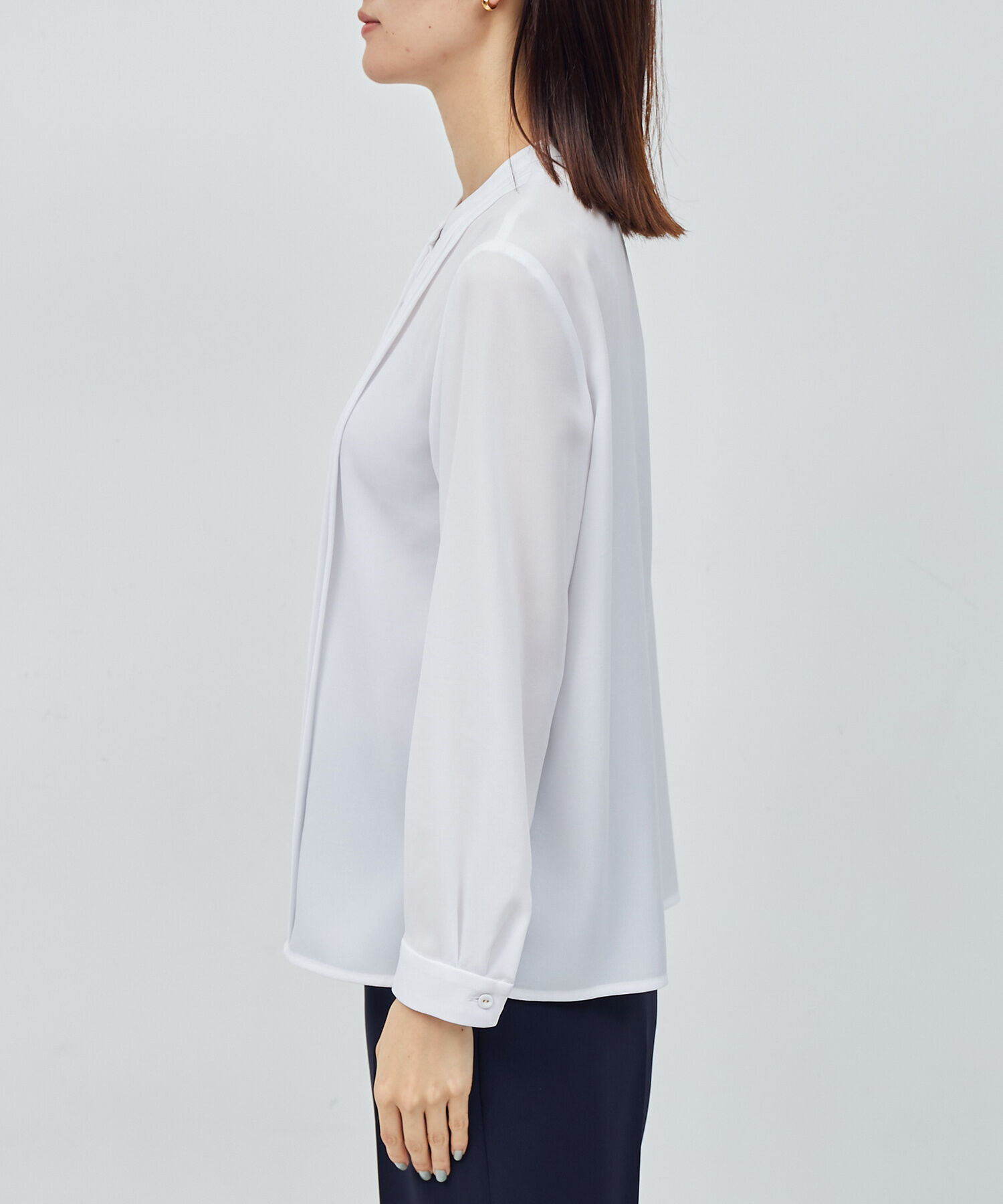 ROPE「トリアセテート フロントタックブラウス【セレモニー/通勤対応】【洗える】」|シャツ・ブラウス|