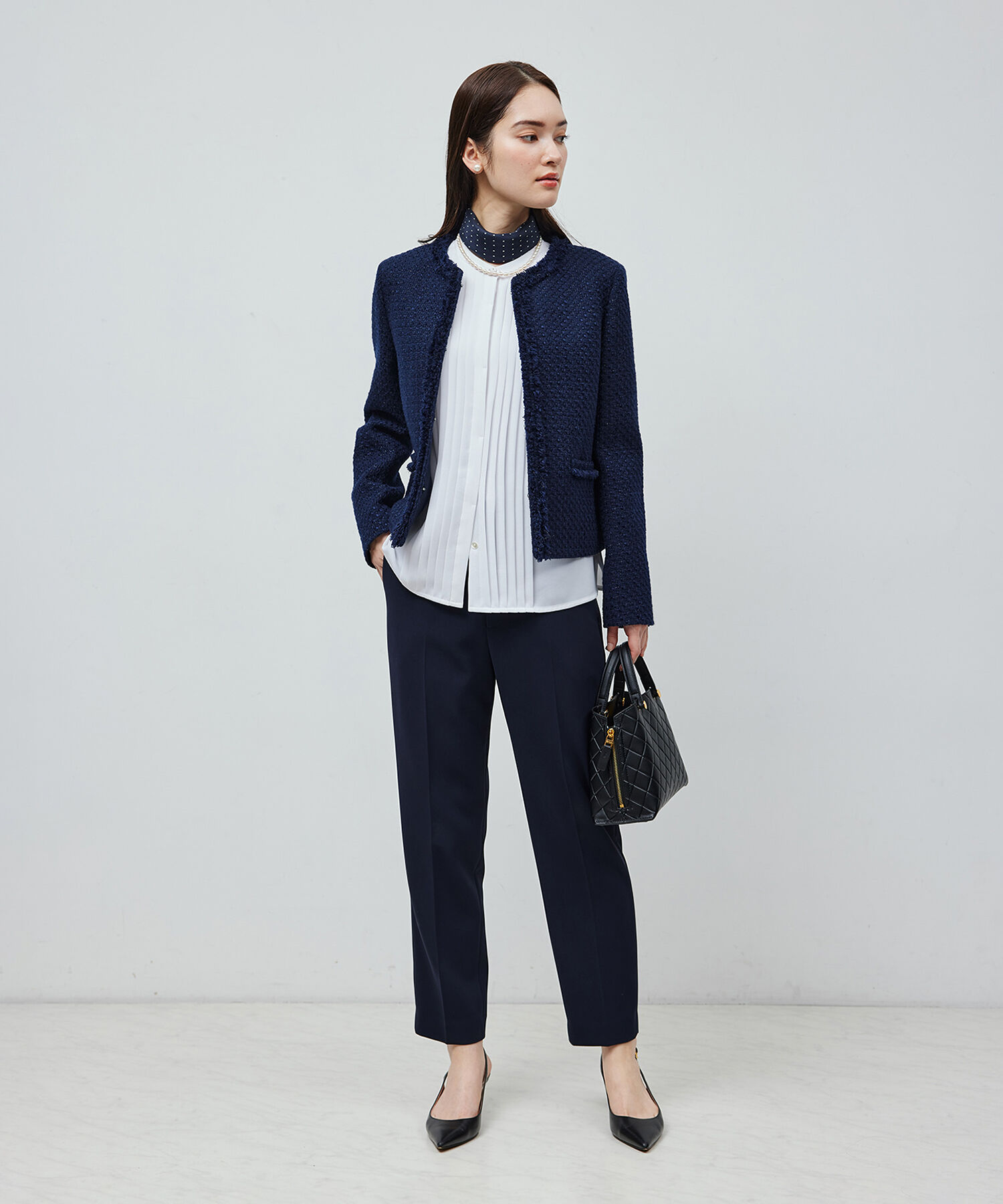 ROPE「トリアセテート フロントタックブラウス【セレモニー/通勤対応】【洗える】」|シャツ・ブラウス|