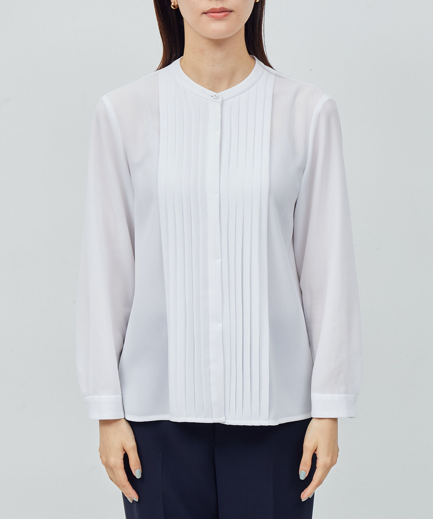 ROPE「トリアセテート フロントタックブラウス【セレモニー/通勤対応】【洗える】」|シャツ・ブラウス|