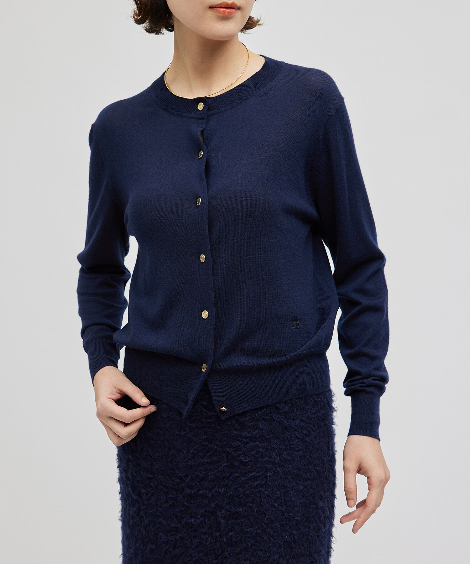 ROPE「SUPER160&rsquo;sメリノウールカーディガン【ロロ・ピアーナ社製ウール使用】/アンサンブル対応」|カーディガン|ネイビー(40)