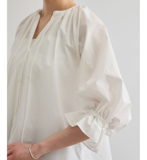 ROPE「【洗える】タイプライターハーフスリーブブラウス/お仕事・通勤対応」|シャツ・ブラウス|