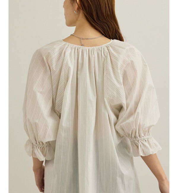 ROPE「【洗える】タイプライターハーフスリーブブラウス/お仕事・通勤対応」|シャツ・ブラウス|