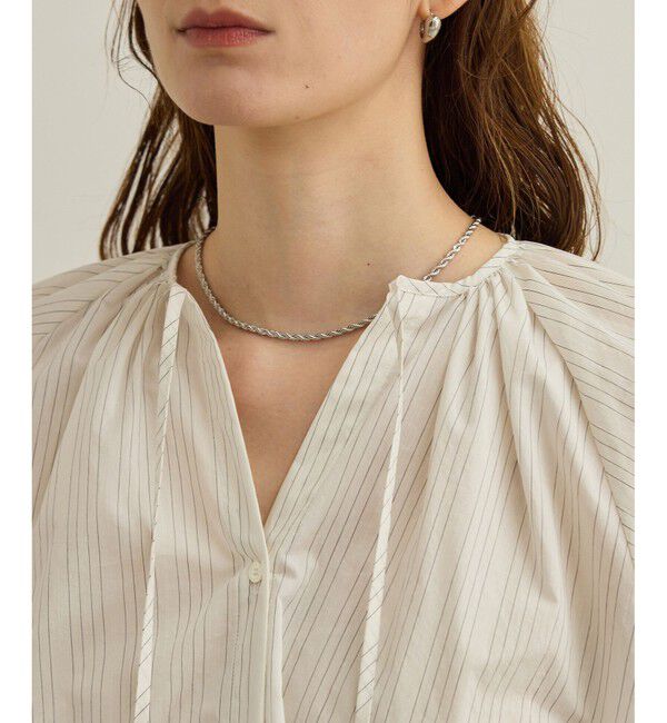 ROPE「【洗える】タイプライターハーフスリーブブラウス/お仕事・通勤対応」|シャツ・ブラウス|