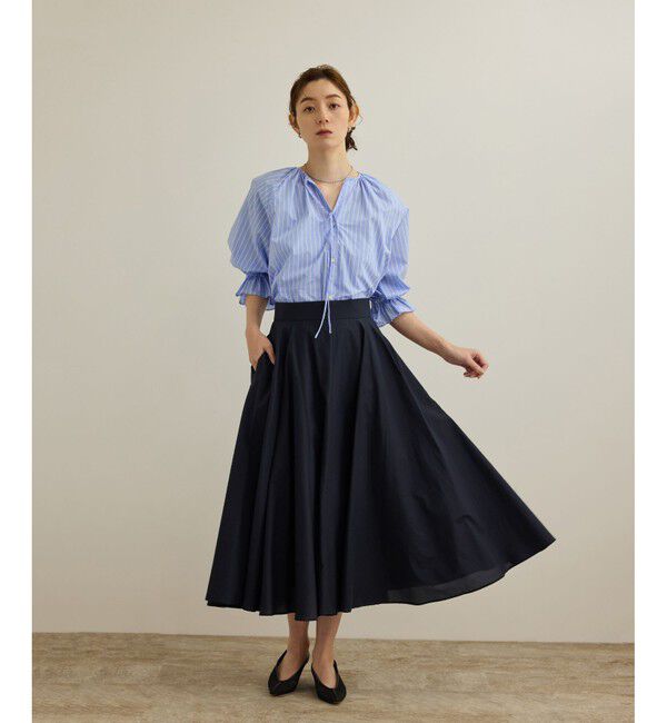 ROPE「【洗える】タイプライターハーフスリーブブラウス/お仕事・通勤対応」|シャツ・ブラウス|