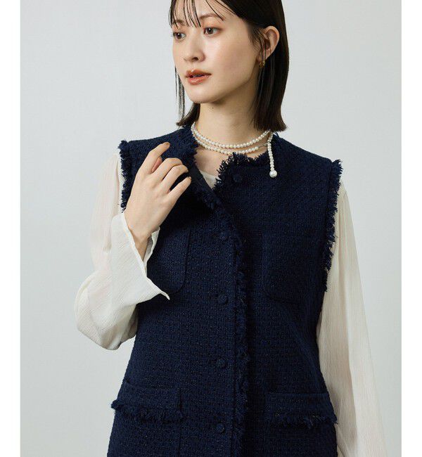 ROPE「ミックスツイードジレベスト」|ベスト・ジレ|ネイビー(40)