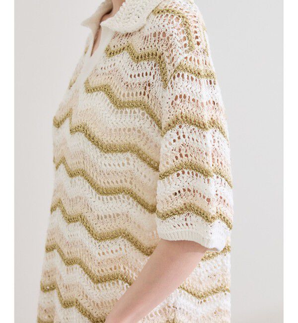 ROPE「【COOHEM（コーヘン）】ZIGZAG SUKASHI KNIT PULLOVER【WEB・一部店舗限定】【一部別注カラー】/洗える」|ポロシャツ|