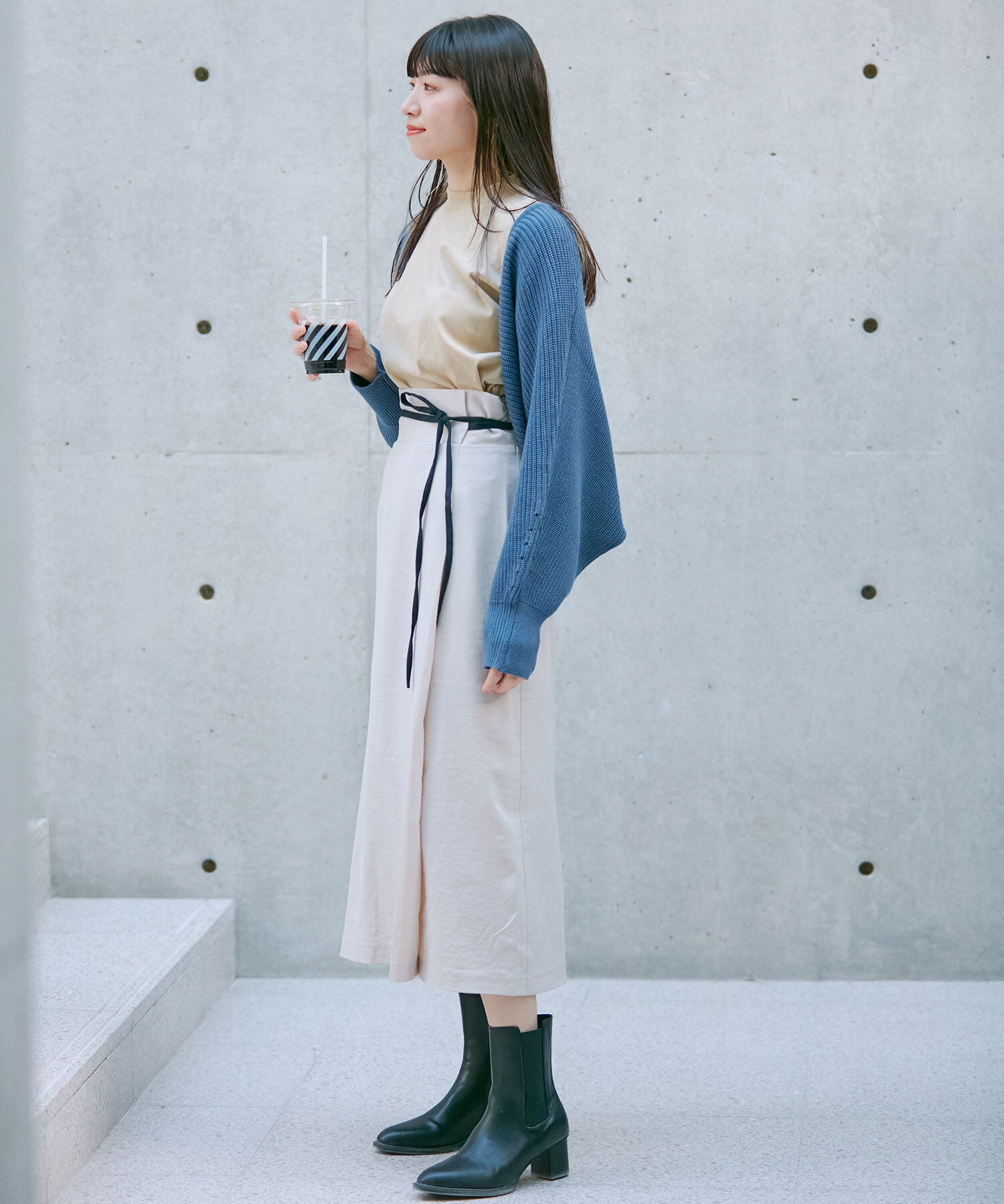 vis-a-vis「【WEB限定】リネンライク配色サイドリボンスリット入りラップスカート」|スカート|