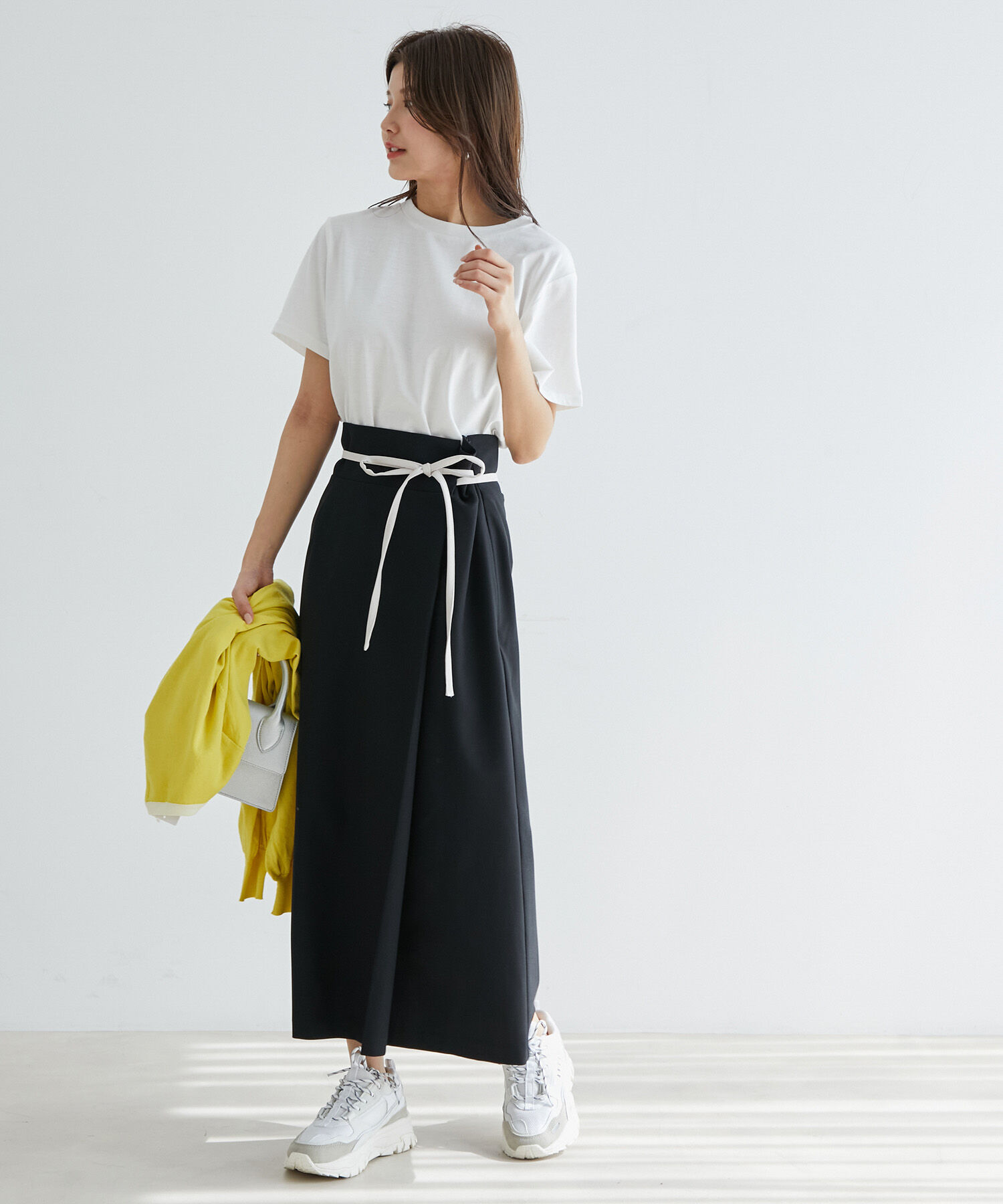 vis-a-vis「【WEB限定】リネンライク配色サイドリボンスリット入りラップスカート」|スカート|