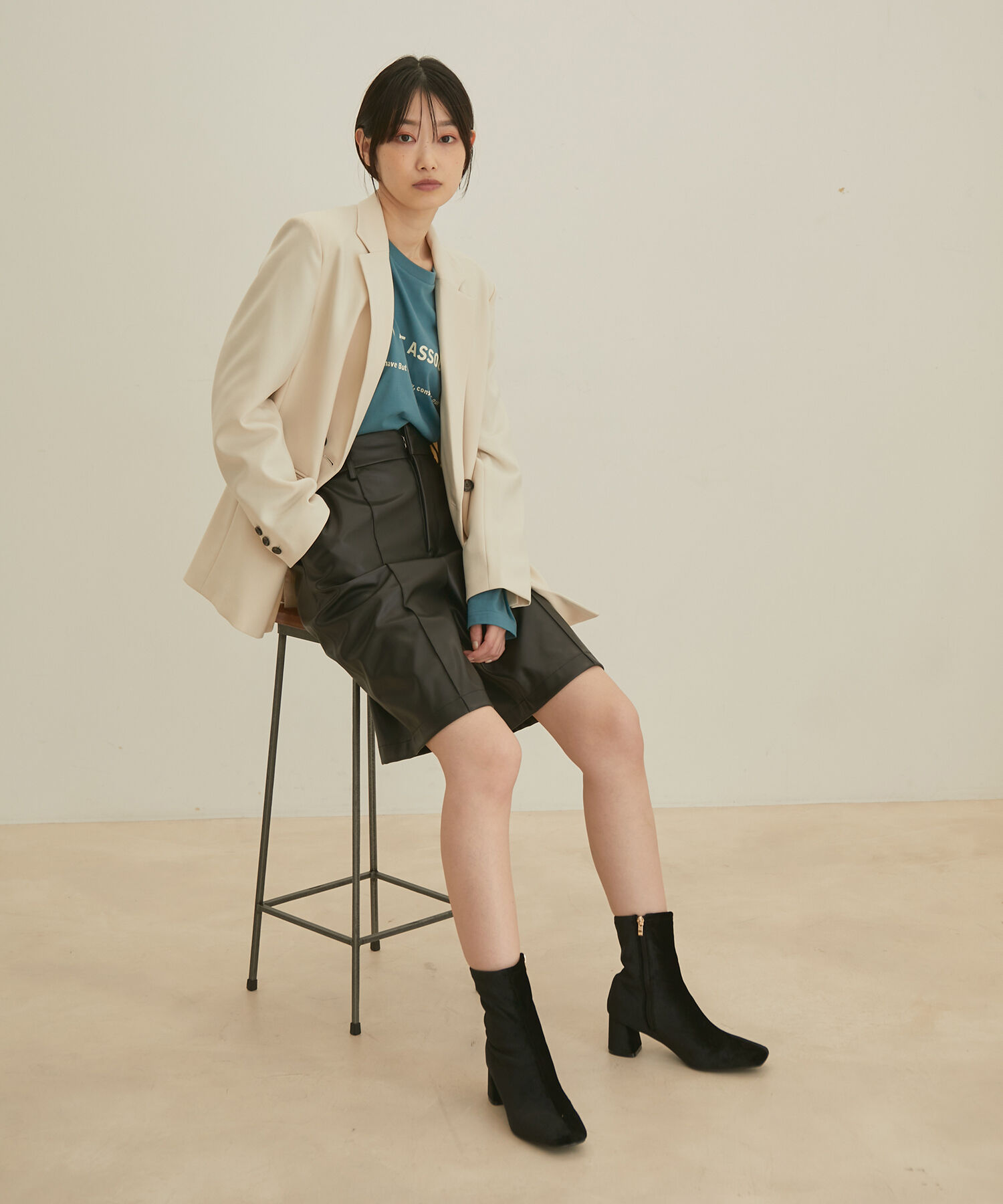 Juze「【抗菌防臭】スクエアトゥストレッチヒールブーツ」|その他|