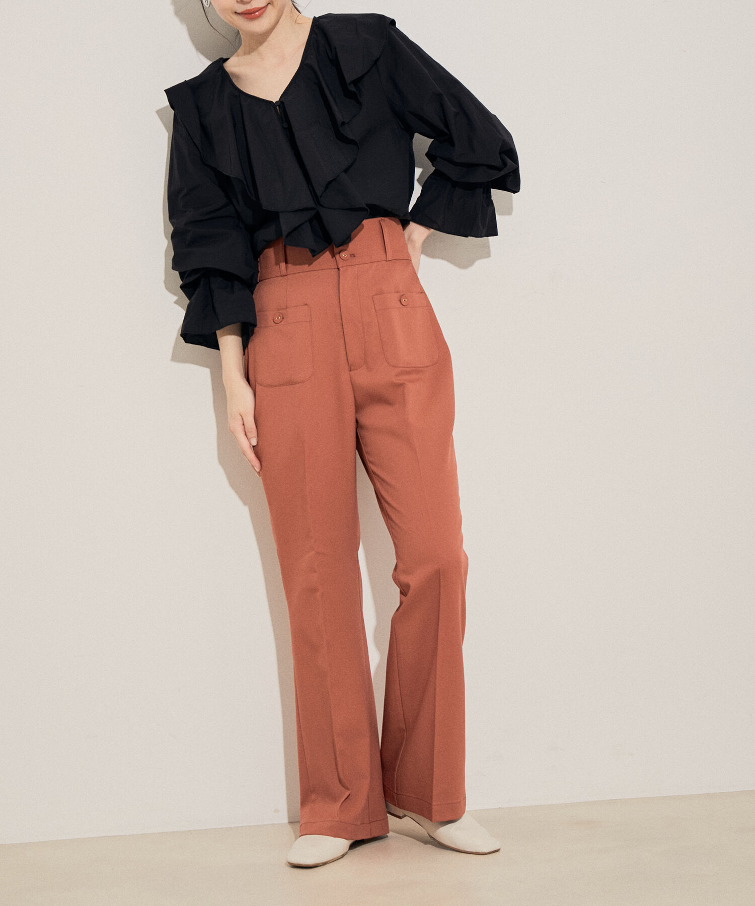 vis-a-vis「【WEB限定】【洗える】ハイウエストフレアパンツ【高橋愛コラボ】」|スラックス|